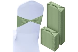 CHENGU 100 Pcs Spandex Chair Sashes Plain Bow Wedding Royal Chair Bands Without Buckle Birthday Decorations Elastic Ties Spandex Slider Sashes for Events Party Ceremony