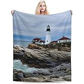Dewoofly Sea Lighthouse Ultra-Soft Flannel Throw Blankets, Blanket for Bed Couch Sofa, All Seasons Home Camper Travel 50"x40"