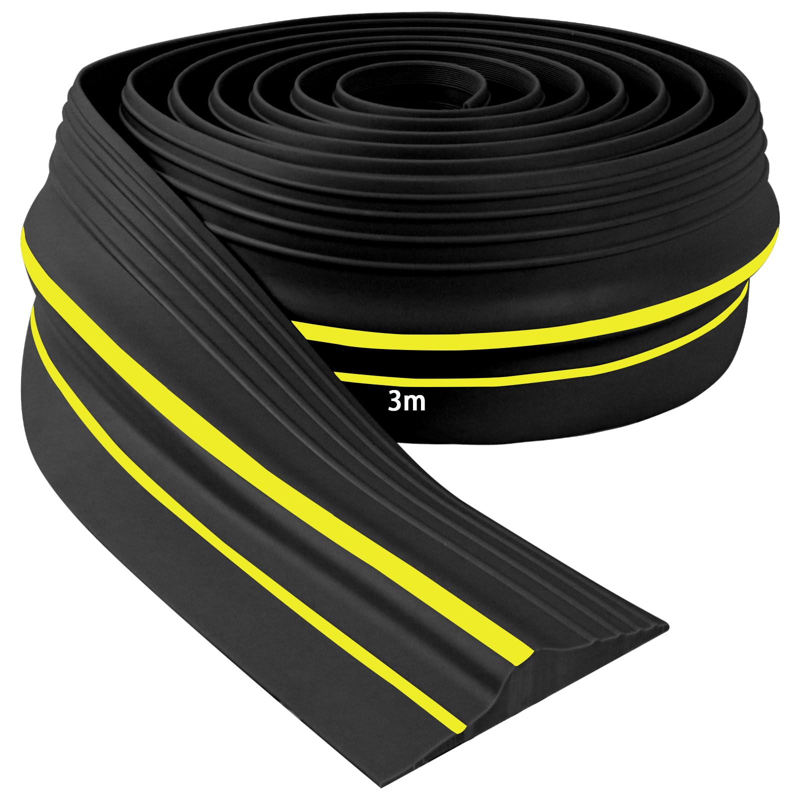 Universal Garage Door Seal Heavy Duty Weatherproof Weather Strip Garage Door Bottom Draught excluder Rubber Threshold Strip for Keeping Clean &Dry (Black, 80mm(W)*14mm(H)*3m(L))