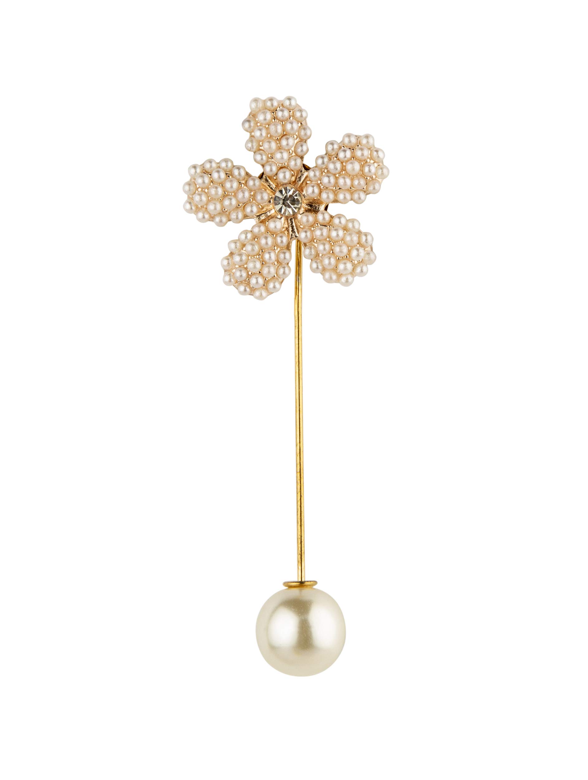 Knighthood Rose Gold Pearl Petals and Stone Detailing Lapel Pin Badge Coat Suit Wedding Gift Party Shirt Collar Accessories Brooch For Men