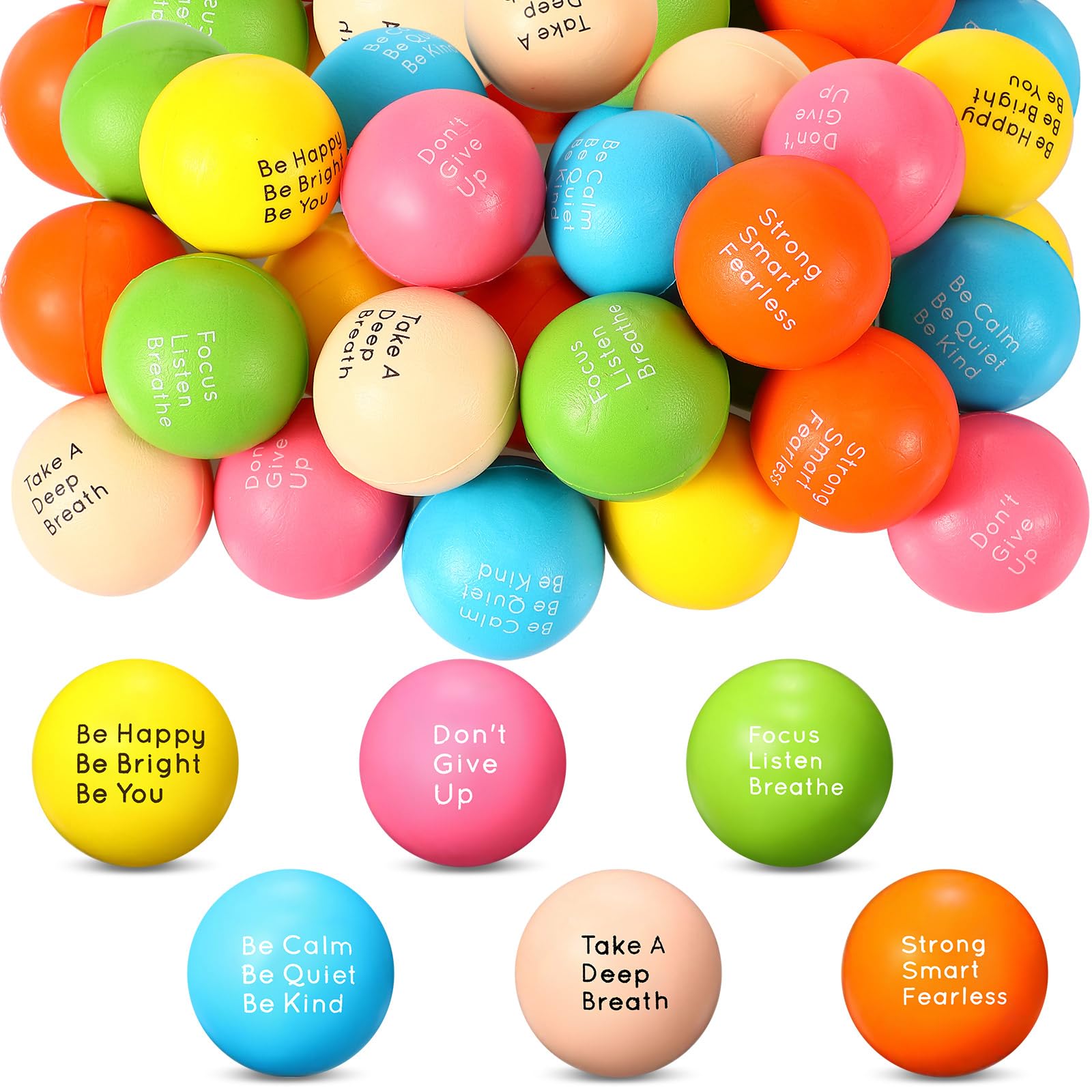 Harrycle 24 Pcs Stress Balls for Adults Mental Health Gifts Bulk Motivational Squeeze Ball for Employee Appreciation Gift Stress Relief Fidgets Toy Funny Hand Exercise to Relieve Anxiety Manage Anger