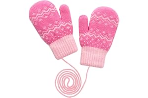 Eohak Winter Warm Knit Mittens for Girls Boys Wool Fleece Lined Mittens for 3-5 Years