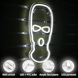 White Mask Neon Sign Face Kini LED Light Up Signs
