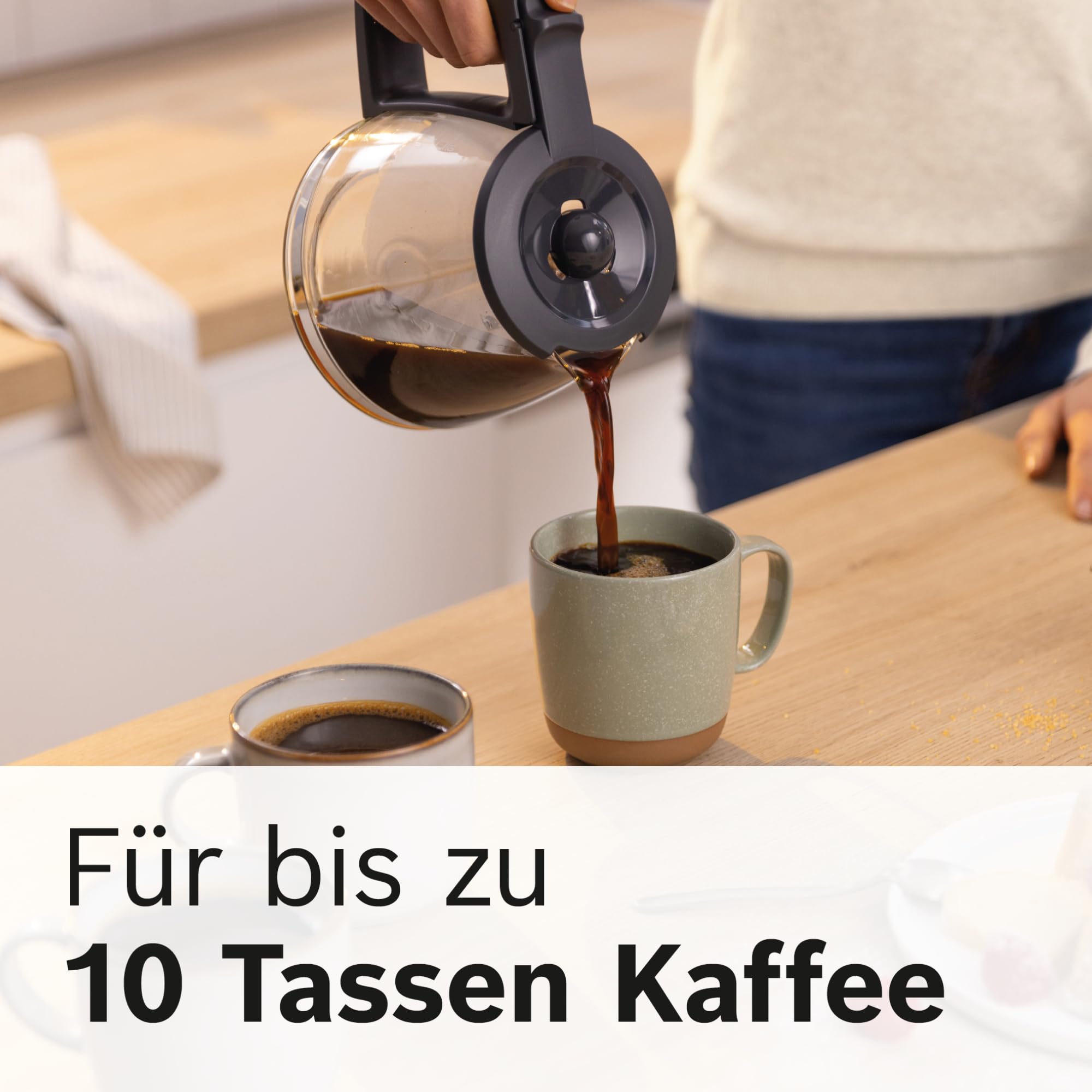 Bosch Filterkaffeemaschine MyMoment TKA2M111, Glaskanne 1,25 L, für 10-15 Tassen, 40min Warmhaltefunktion, Tropfstopp, schwenkbarer Filterträger, abnehmbarer Wassertank, 1200 Watt, Weiß matt 4