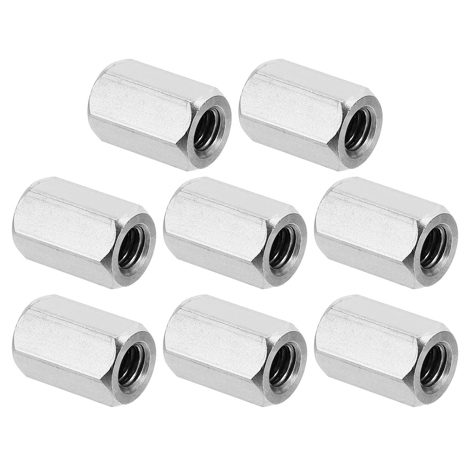 PATIKIL 1/4"-20 UNC 304 Stainless Steel Hex Coupling Nuts, 8Pcs 0.6" Length Fully Threaded Rod Coupling Nut Studding Connector Fasteners, Silver Tone