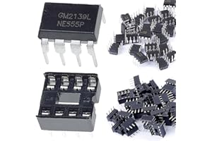 DAOKAI 50 pcs NE555P Single Precision Timer NE555 IC Pulse Generator Single Bipolar DIP-8 + 50 pcs DIP-C IC Socket for DIY El