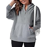 Eytino Women Plus Size Sweatshirt Half Zip Long Sleeve Hoodies Tops Oversized Casual Sweaters with Pockerts(1X-5X)