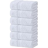White Hand Towels Set for Bathroom, 6 Pack - Cotton Hand Towel Set for Gym, Kitchen and Spa, 16x27 Inches Soft Highly Absorbent Quick Dry Terry Salon Towels