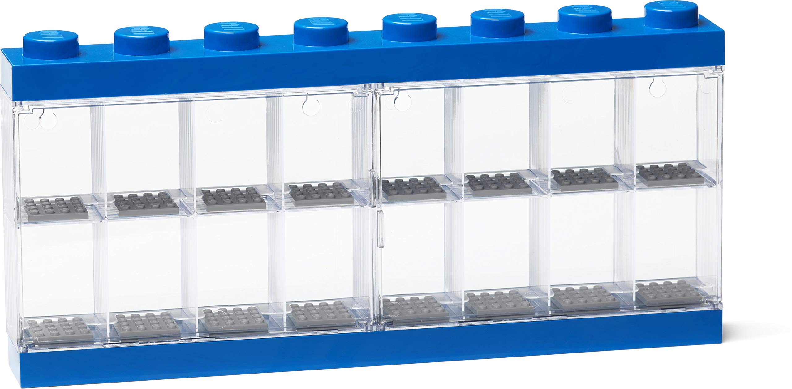Room Copenhagen Lego Minifigure Display Case, Stackable Storage Container for Collectible Figurines, 8 Stud, Bright Blue