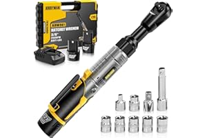 ALLOY POWER 3/8" Cordless Ratchet Wrench Set, 60FT-LBS(80N.m) Electric Ratchet, 12V Extended Power Ratchet Wrench Set with Variable Speed, 6 Sockets, LED Light, 1/4" Adapter,1/2" Adapter,2 Batteries