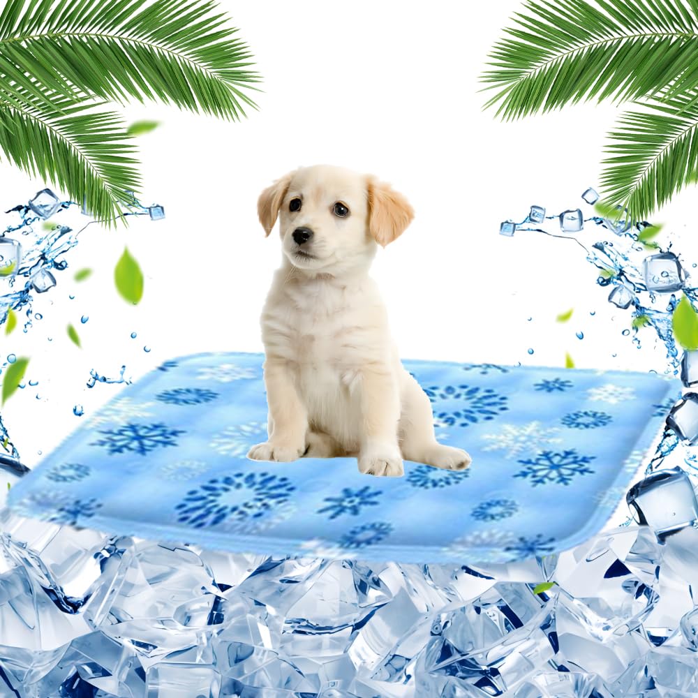 FFTANXS Cooling Mat for Dogs and Cats - Non-Toxic Gel, Scratch-Resistant Pet Pad 40 X 50cm - Perfect for Small Pets in Hot Summer Days (Snowflake)