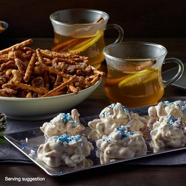 PLANTERS HOLIDAY BRITTLE NUT MEDLEY TRAIL MIX SNACK WITH HONEY PEANUTS, YOGURT RAISINS, PEANUT BRITTLE, PRETZELS & CASHEWS, HOLIDAY SNACK, PARTY NUT MIX, 1 LB. CANISTER