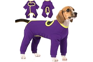 IECOii Surgical Suit for Dogs,Breathable Dog Recovery Suit After Surgery to Stop Licking Wounds,Easy On Long Sleeve Anti-Shedding Pet Surgery Onesie,Cone Collar Alternative Post Surgery,Purple,XL