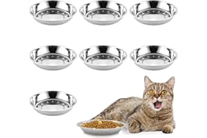 kathson 8 Pcs Stainless Steel Cat Food Bowls, Replacement Whisker Relief Cat Metal Dishes, Shallow Wide Cat&Dog Food and Water Bowl Suitable for Pet Feeding Stand, Dishwasher Safe (7.88 Inch Dia.)