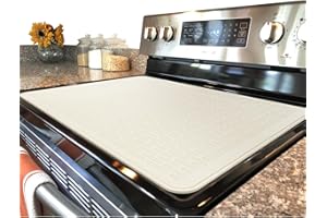 YUHFERA Stove Top Cover for Electric Stove - Silicone Stove Mat for Glass Top Stove, Glass Cooktop Protector, XL Dish Drying Mats For Kitchen, Range Covers for Electric Stove (Beige,28x20)