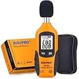 RISEPRO Decibel Meter, Digital Sound Level Meter 30 – 130 dB Audio Noise Measure Device Backlight MAX/MIN, Data Hold Auto Pow