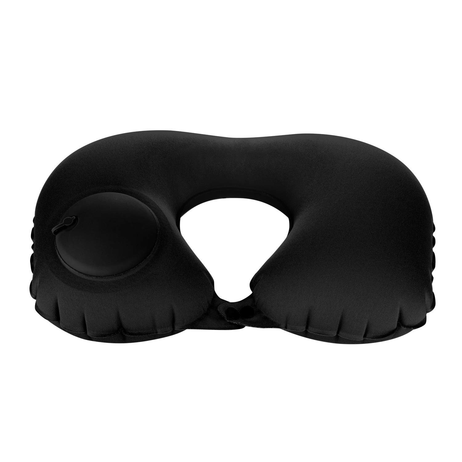 Inflatable Neck Pillow U Shape Travelling Neck Support Milk Silk Soft Airplane Cushion for Car Train Camping Office Napping with Press Button Storage Pouch