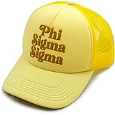 Sorority Shop Phi Sigma Sigma Baseball Cap - Mesh Trucker-Style Hat, Padded Front Panel and Snap Closure, Phi Sigma Sigma Gifts for Women Yellow