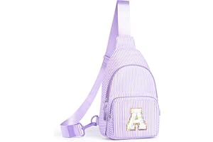 YOOLIFE Christmas Gifts For Teenage Girls Personalized Initial Sling Bag for Teen Girl Birthday Gifts for Girls Women, Monogram Crossbody Bag Purse for Teen Girl Year Old Birthday Gift (Purple A)