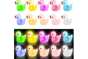Babelshar 100pcs Luminous Mini Resin Ducks, Tiny Resin Duck Glow in The Dark Miniature Animals Bulk, Outdoor Miniature Figurines for Garden Statues Landscape Aquarium Potted Fairy Garden Home Decor