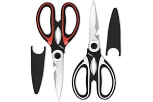 2 Pcs Cooking Scissors with Cover – Dishwasher Safe Kitchen Shears for Food Heavy Duty, Cooking Shears with 2CR13 Stainless S