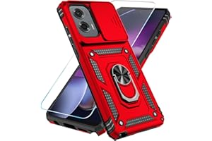 SunStory Phone Case for Motorola Moto G Stylus 5G 2024 Case with HD Screen Protector & Slide Camera Cover & Kickstand, [Military-Grade] Phone Case for Moto G Stylus 5G 2024, Red