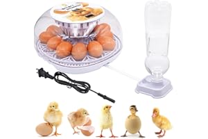 KHEARPSL 12 Egg Incubator for Hatching Eggs, Poultry Hatching Machine with Automatic Egg Turning and Water Adding, Temperature Control, 360 Degree View, Automatic Incubator