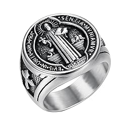 Saint Benedict Medal Rings for Men: Silver