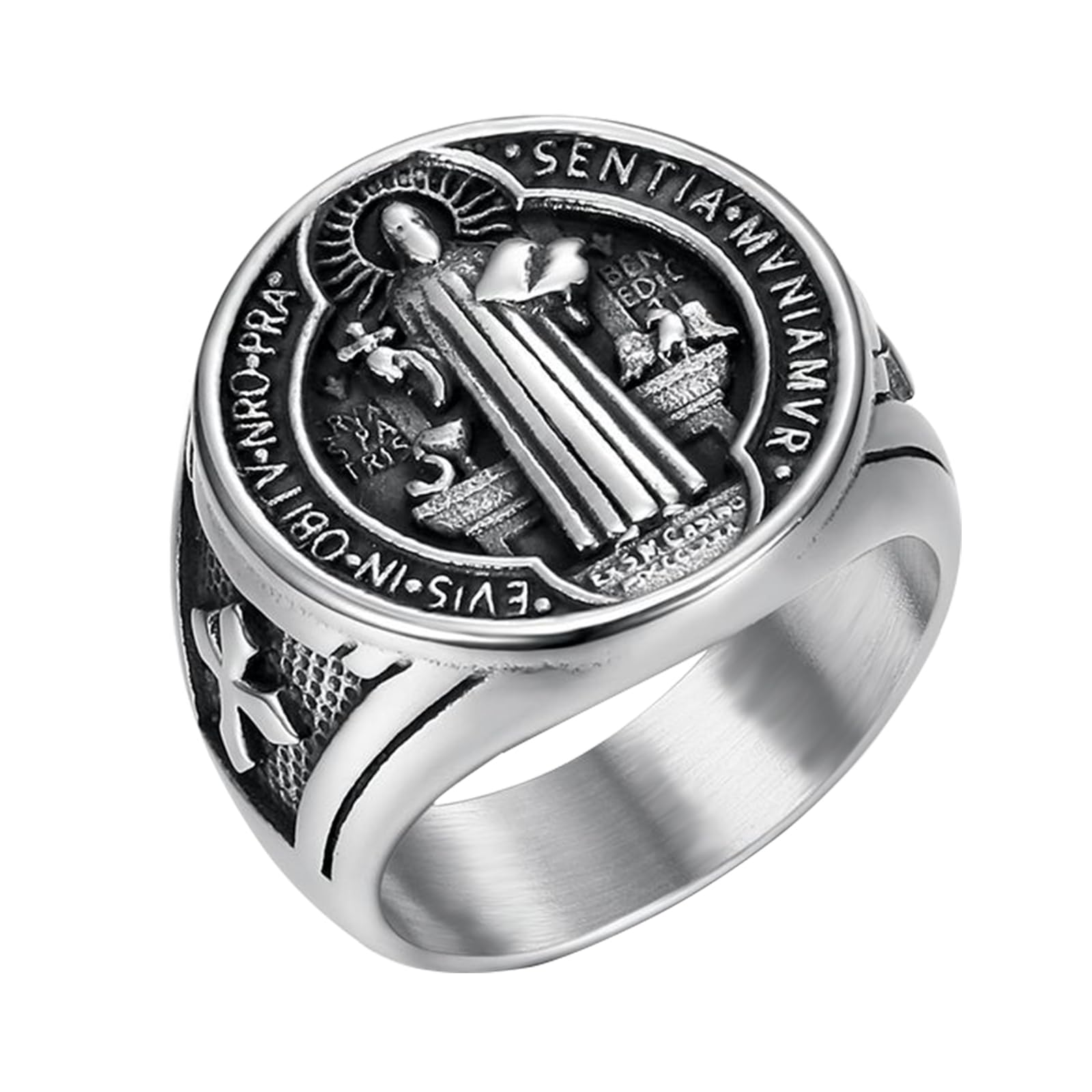 Saint Benedict Medal Rings for Men: Silver