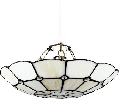MiniSun Tiffany Style White Stained Glass Pendant Light Shade Cortez Jewel