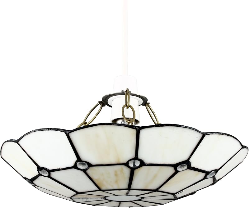 MiniSun Tiffany Style White Stained Glass Pendant Light Shade Cortez Jewel