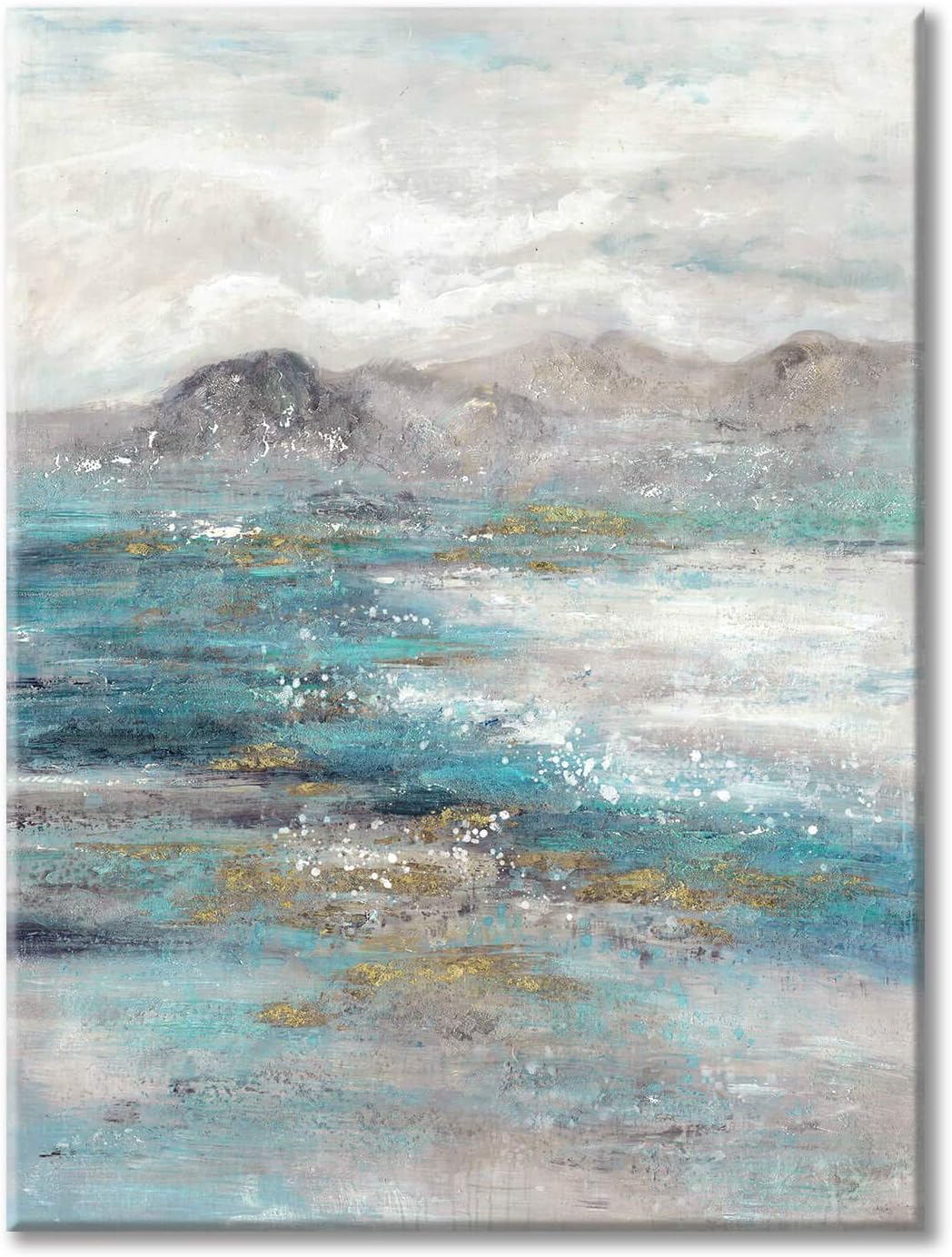 Paintings - Abstract Landscape Canvas Grey Artwork: Abstract Mountain Painting Wall Art on Canvas for Bedroom