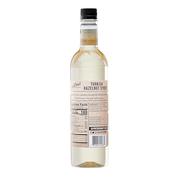 DAVINCI GOURMET NATURALS TURKISH HAZELNUT SYRUP, 25.4 FLUID OUNCES (PACK OF 1)