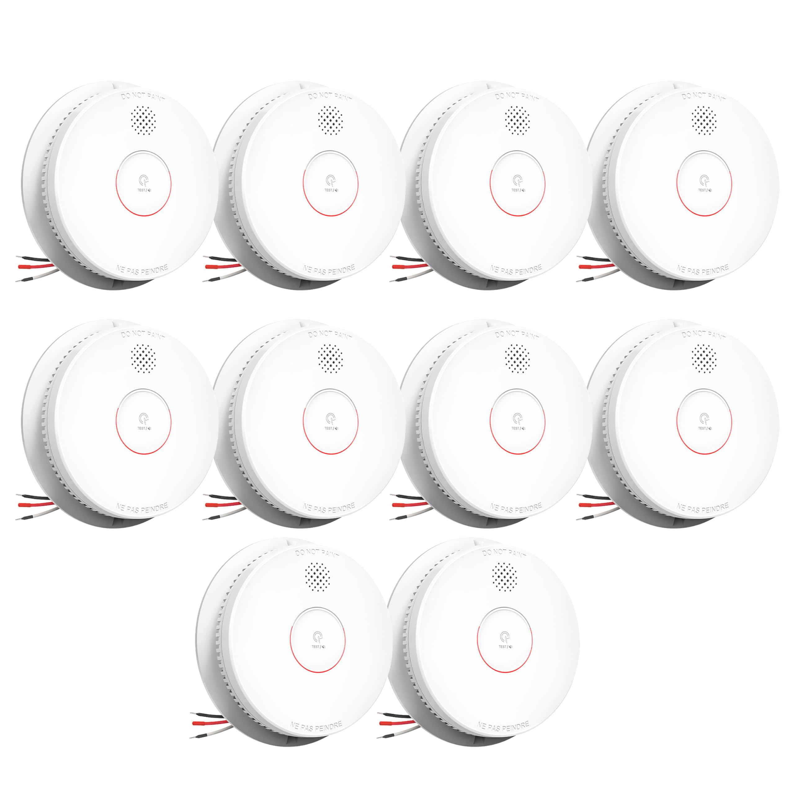 Photo 1 of Siterwell  Detector, Hardwired Interconnected Smoke Detector, Photoelectric Smoke Alarm with 9V Backup Battery, Fire Alarm with Test/Silence Button, ETL-9th Listed, GS562A, 10 Packs