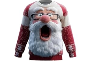 Ugly Christmas Sweater Men Funny Novelty Santa Xmas Sweater for Men Crewnekc Long Sleeve Christmas Sweatshirts