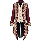 Taamlou Men's Medieval Tailcoat Jacket Embroidery Vintage Gothic Steampunk Tuxedo