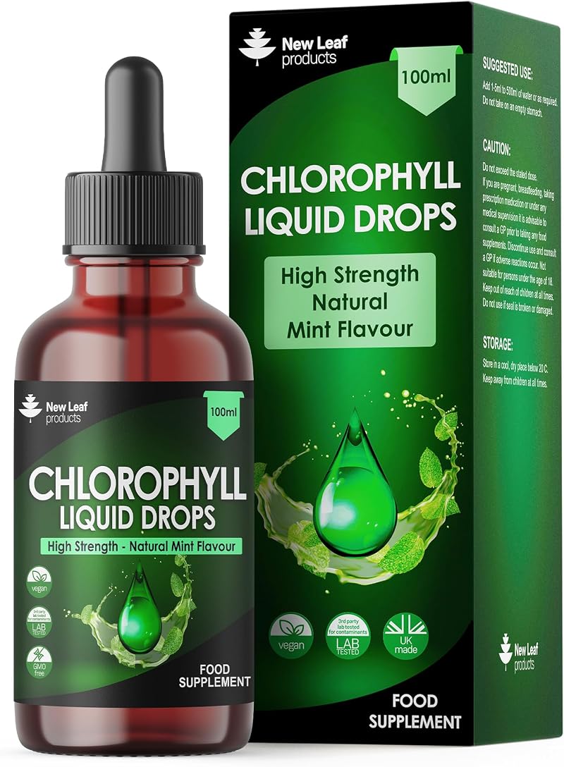 NEW LEAF PRODUCTS Liquid Chlorophyll Drops 100ml High Strength 100mg