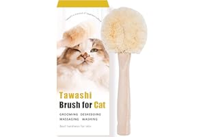 Wablade Cat Grooming Massage Tawashi Brush with Wood Handle Less Static Natural Sisal fiber Made in Japan (Type-A)