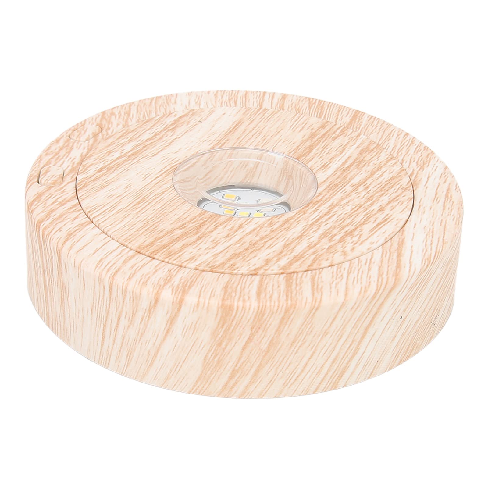 Shanrya Wooden Light Display Base, 360 Degree Rotation Battery Powered Round LED Rotating Display Base for 3D Crystal Glass Resin Art, SHANRYADB10HTI8FC