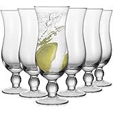 Cheardia 6 Pack Hurricane Glass, 14 oz Pina Colada Glasses Clear Tulip Drinking Cups for Juices, Cocktails, Full-Bodied Beer, Tropical Drinks, Water, Beverages