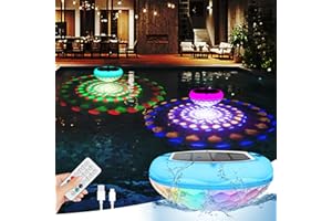 QOLNBY Pool Lights, 2-in-1 Solar USB Rechargeable Floating Pool Lights, 6.69 Inch 2600mAh IP68 Waterproof 6 Dynamic Modes Upper and Lower Color Changing Hangable Solar Floating Light for Pools 1 PCS