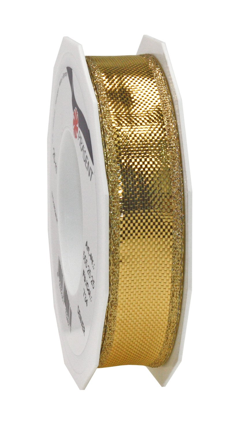 Präsent - Denver Metallic look Ribbon Light Gold 25-m-Roll 25 mm width