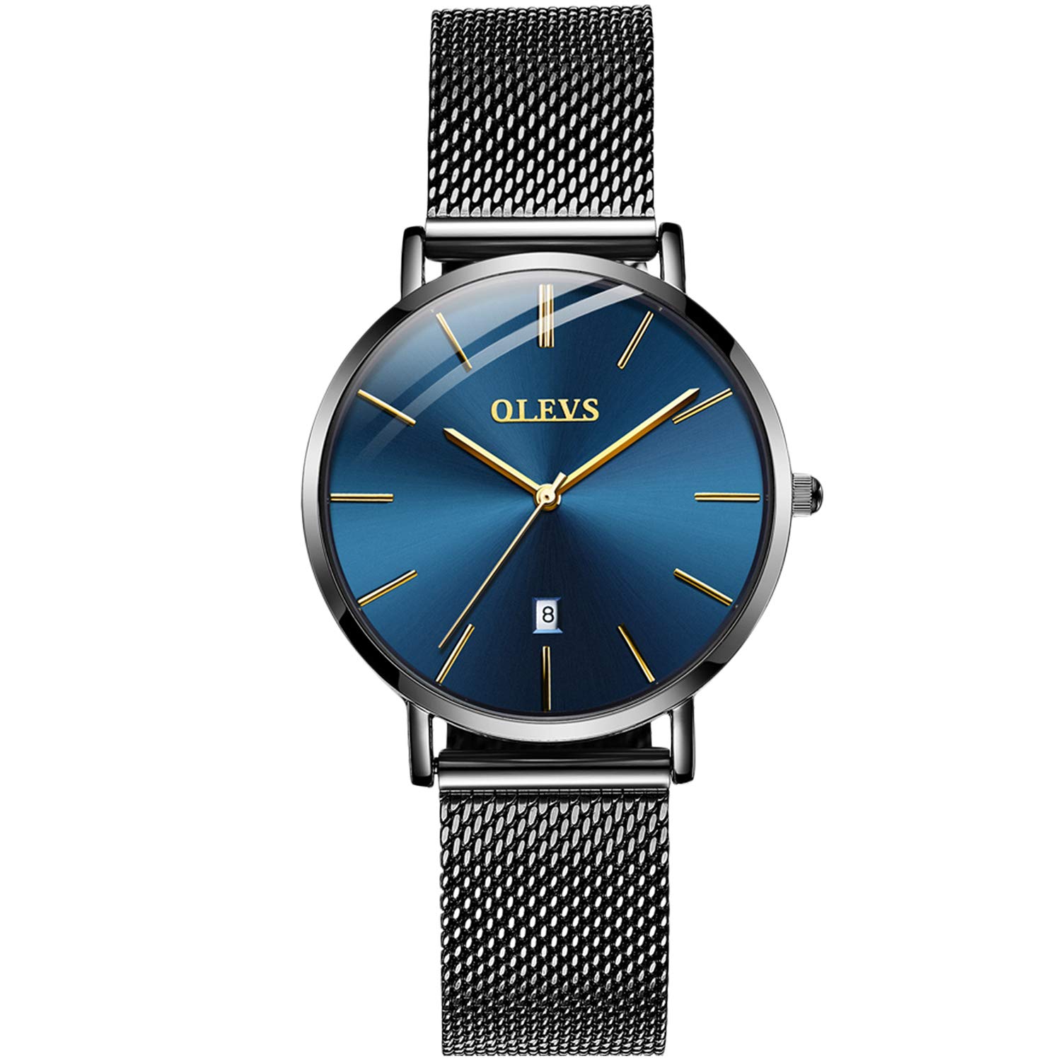 RORIOS Fashion Women Analogue Quartz Watch Calendar Stainless Steel Mesh Strap Ladies Wristwatch
