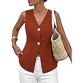 PRETTYGARDEN Womens Summer Sleeveless Suit Vest Tops 2026 Dressy Button Down Business Casual Blazer Waistcoat Spring Clothes