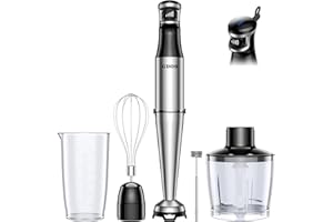 Immersion Blender Handheld, 1100W Hand Blender Set, 5 in 1 Trigger Variable Speed Stick Blender with Milk Frother, Whisk, 800