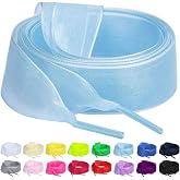 Booyckiy 2 Pairs Ribbon Shoe Laces for Women, 3/4" Snow Yarn Shoelaces | Replacement laces, 16 colors, 5 sizes, fits for sneakers, athletic/canvas/casual shoes and high tops