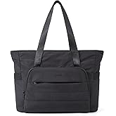 BAGSMART Tote Bag for Women, Lightweight Tote Bag with Yoga Mat Strap, Quilted Shoulder Bag Handbag for Daily, Work, Gym