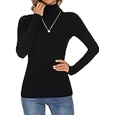 Biffxeu Turtleneck Sweaters for Women Ribbed Long Sleeve Pullover Sweater Slim Fit Jumpers Casual Trendy Knit Tops