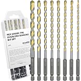 GRENPRO Concrete Drill Bit Set, 8Pcs 5/32"-3/8" Masonry Drill Bits | Industrial Carbide Drill Bits, Shockproof Hex Shank Drill Bit Set for Cement/Porcelain Tile/Brick/Class/Plastic