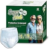 Super Adult, Premium Unisex Protective Underwear, Disposable Overnight Incontinence Briefs for Women & Men, Leak-Proof Protection, Maximum Absorbency, 24 Count (Small-Medium)